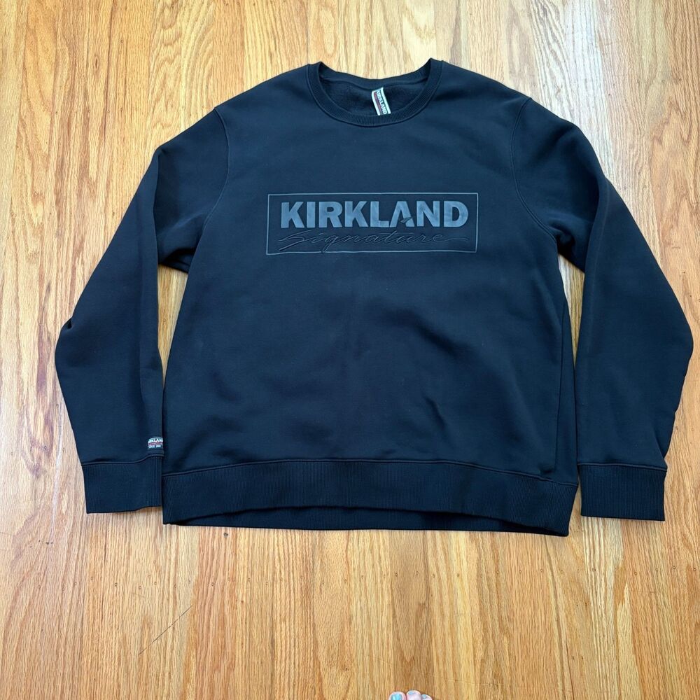 KIRKLAND All Black Crewneck Sweatshirt Mens Size Large Costco Brand